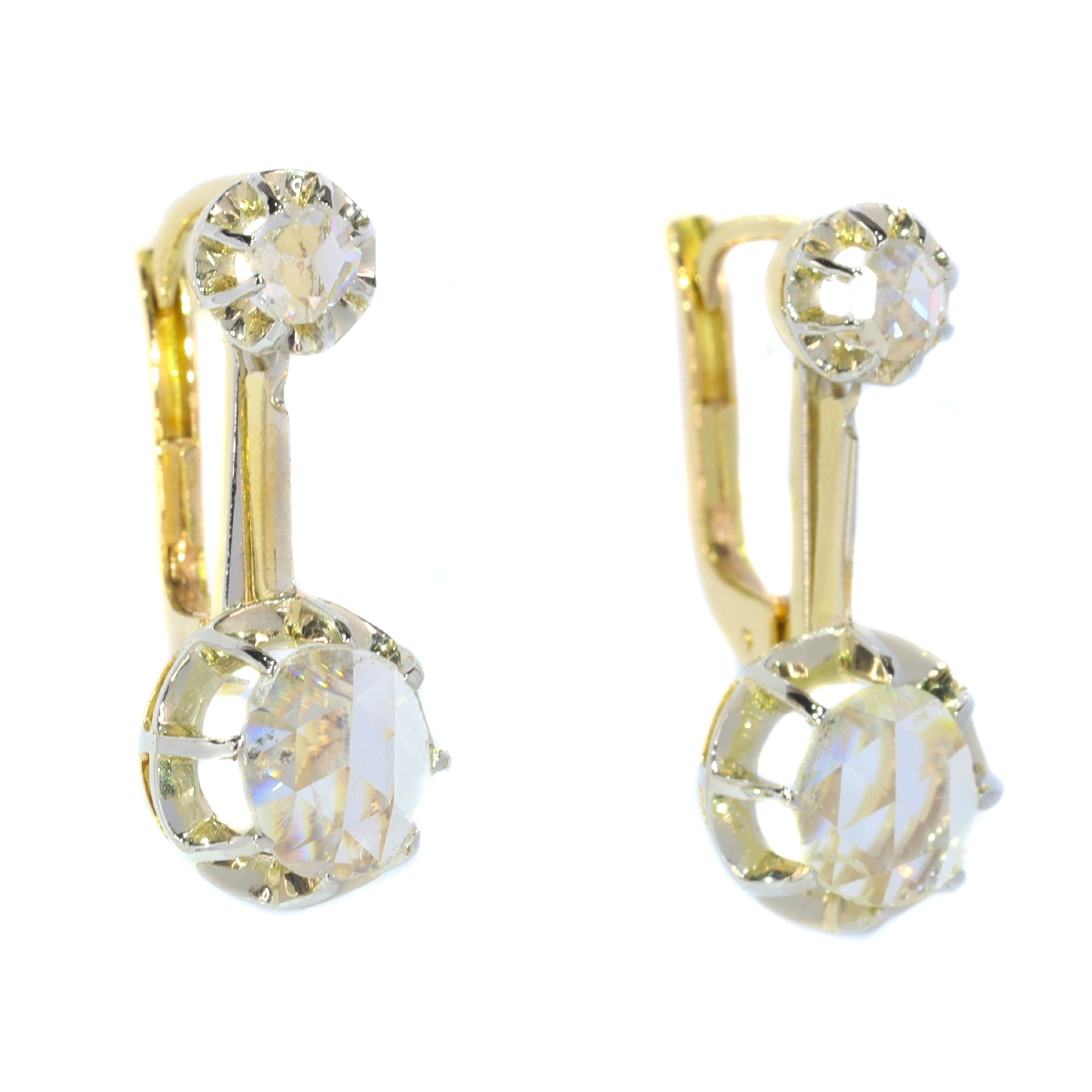Vintage 1940's earrings with large rose cut diamonds